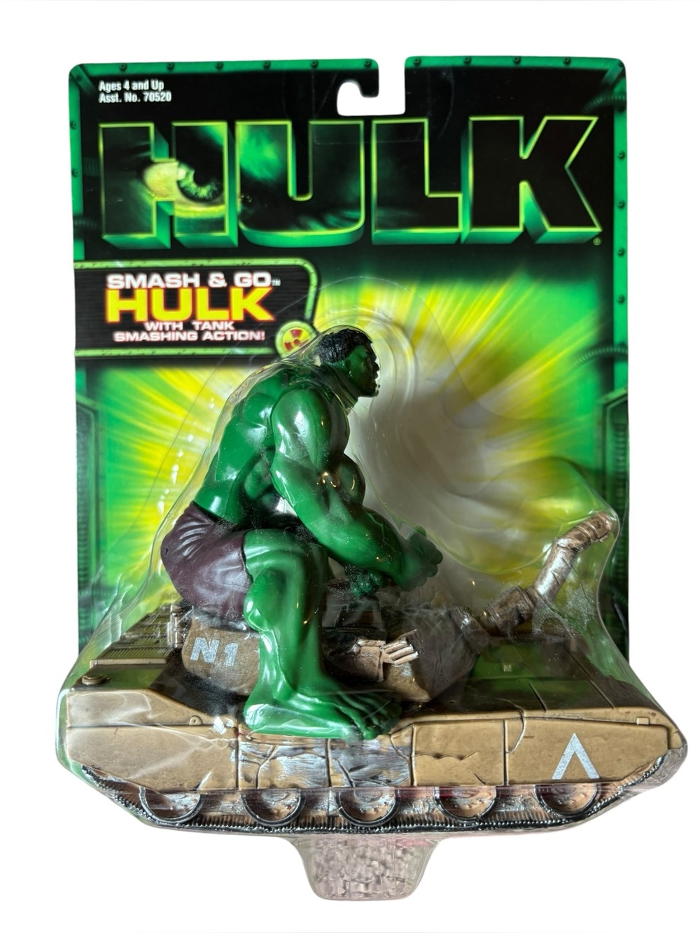 Vintage 2003 Marvel Movie Smash & Go! Hulk Figure with Tank - Green